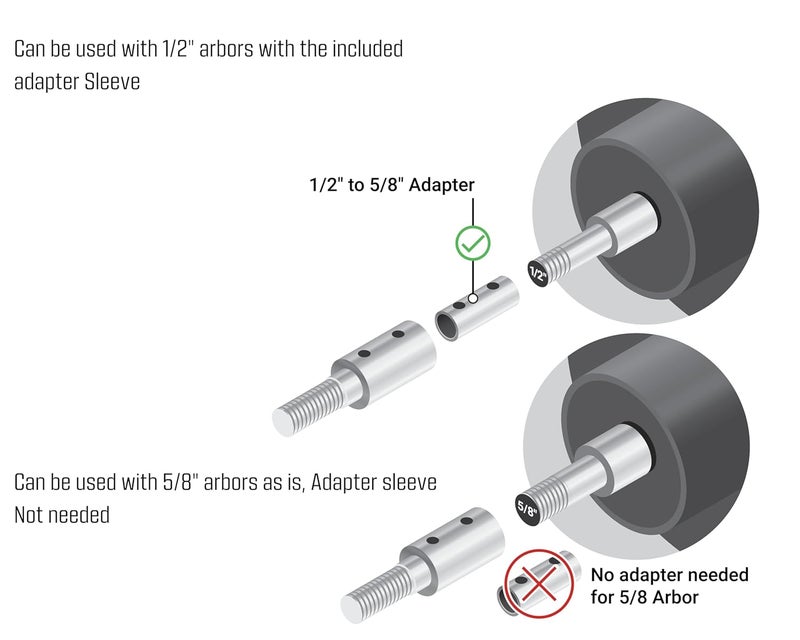 LINE10 Tools Machine Adapter Grinder Extension - 5/8" Thread, Fits 1/2" or 5/8" Arbor, Converts Bench Grinder into Buffing Machine for 8-Inch Airway Buffing Wheels - Image 5